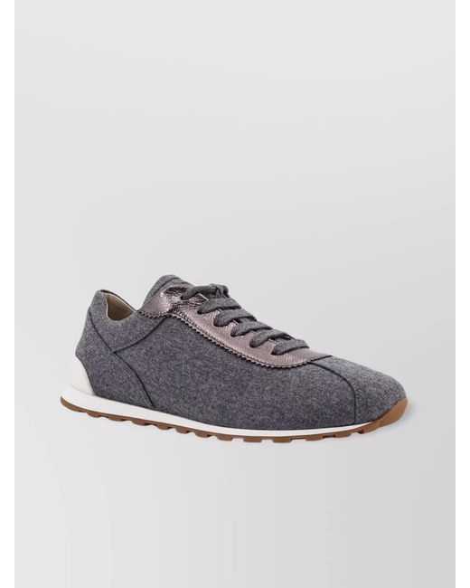 Brunello Cucinelli Blue Virgin Wool Low-Top Sneakers