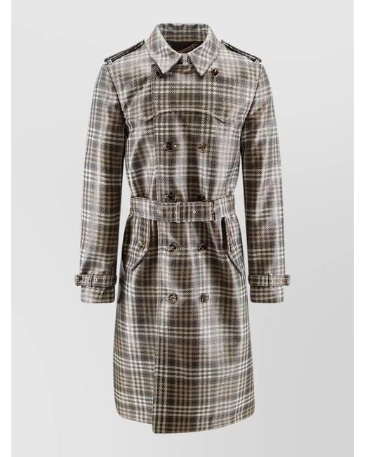 Burberry Gray Foxfield Madras Trench Coat Belted for men