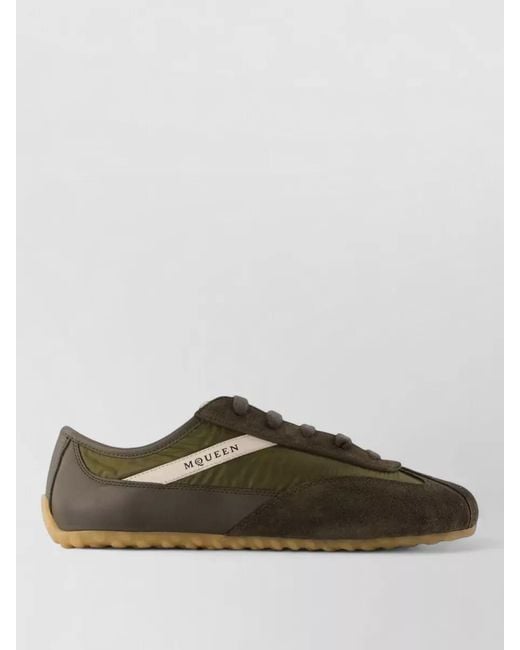 McQueen Brown Boxe Lace Up Sneakers Leather Suede Nylon for men