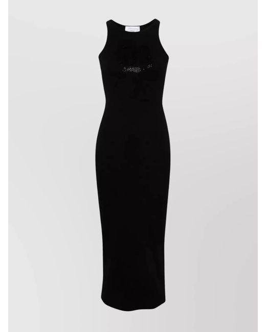 Blumarine Black Sequin Tank Top Midi Dress