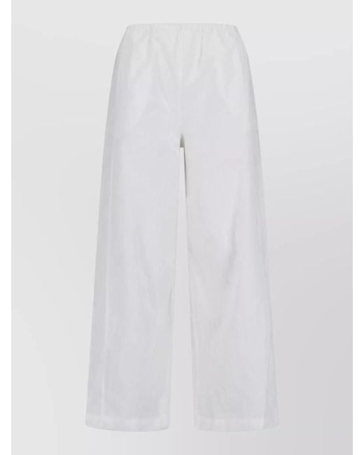 GIMAGUAS White Straight Leg Pants Side Pocket Design