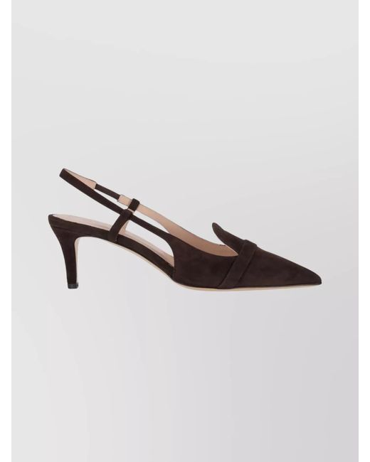 P.A.R.O.S.H. Brown Leather Slingback Pumps