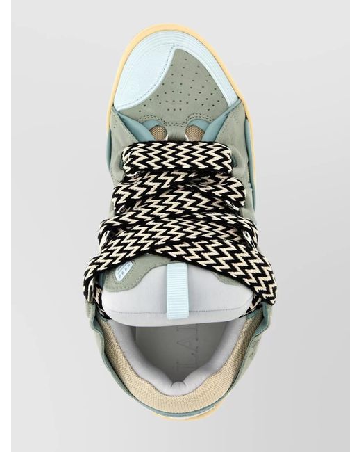 Lanvin Multicolor Leather Paneled Low-Top Sneakers for men
