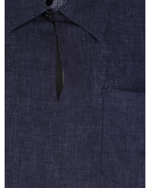 Paul Smith Blue Long Sleeve Shirt Casual Style Chest Pocket for men