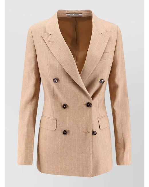 Tagliatore Natural Linen Pinstripe Double-Breasted Blazer