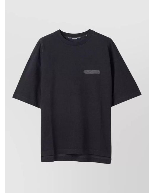 Jacquemus Blue Crew Neck Regular Fit Short Sleeve Shirt for men