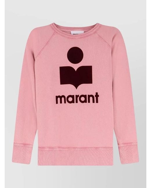 Isabel Marant Pink Logo Print Cotton Blend Sweatshirt