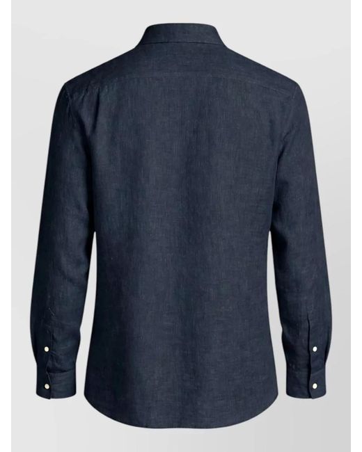 Michael Kors Blue Linen Classic-Fit Shirt for men