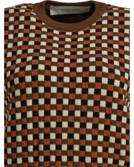 Golden Goose Deluxe Brand Brown Roby Checkerboard Wool Knit Vest