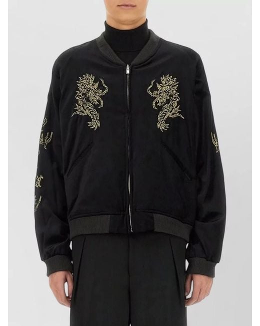 Sasquatchfabrix Black Souvenir Jacket Eastend Dragon Embroidered for men