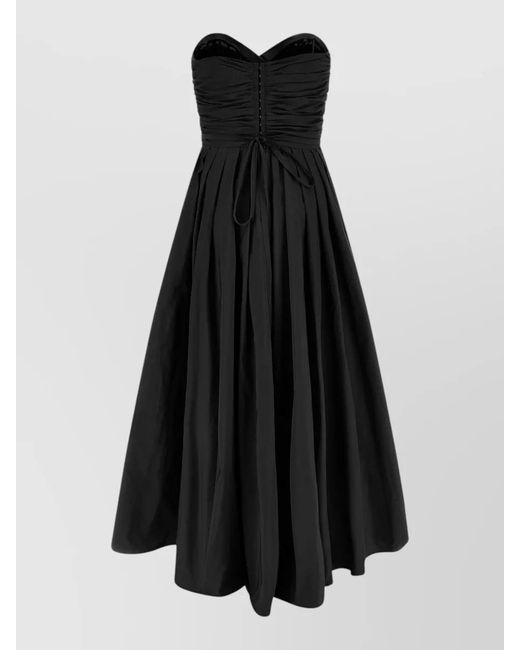 Pinko Black Dattero Dress Strapless Ruched Bodice Skirt