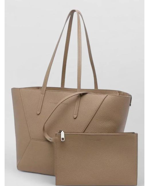 Brunello Cucinelli Natural Shoulder Bag Structured Shape Double Handles