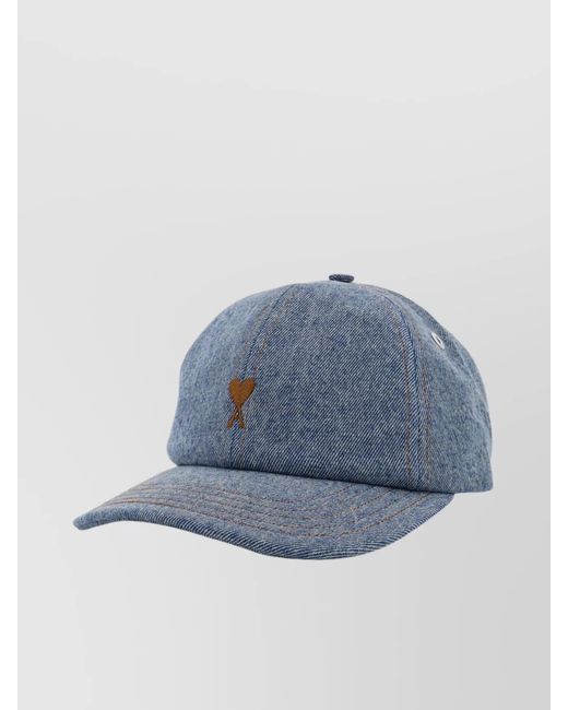 AMI Blue Stitched Denim Baseball Cap for men