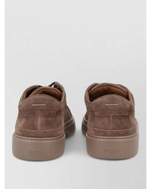 Boss Brown Suede Upper Sneakers Rubber Sole Design for men