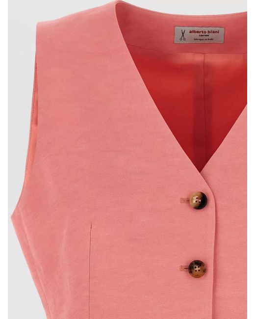 Alberto Biani Pink Linen Viscose Vest V Neck Sleeveless