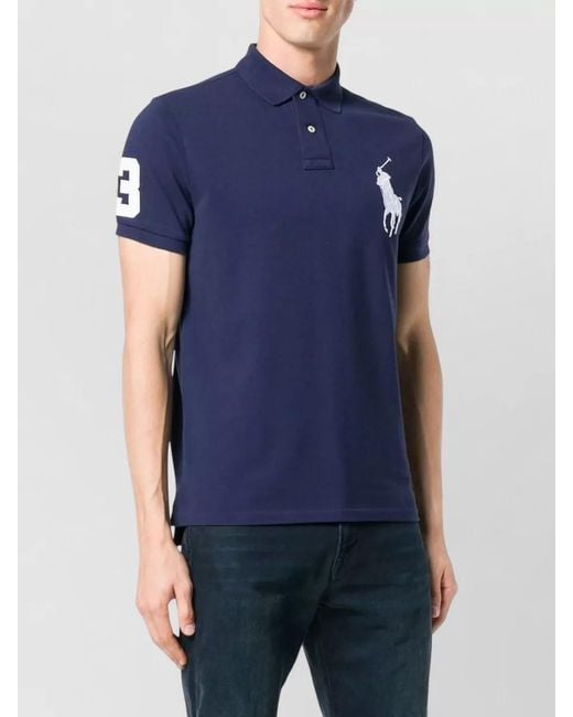 Polo Ralph Lauren Blue Short Sleeve Knit Logo Collar Shirt for men