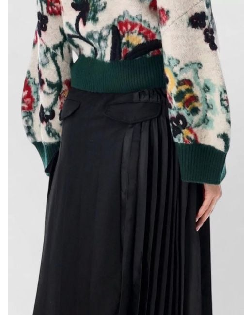 Sacai Black Floral Jacquard Knit Cropped Zip Jacket