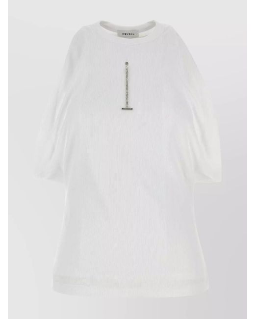 McQueen White Ribbed Tank Top