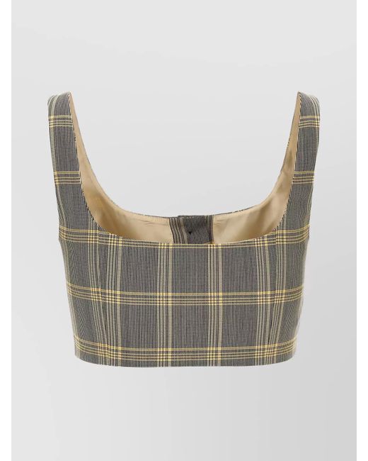 Marni Gray Cropped Checked Top
