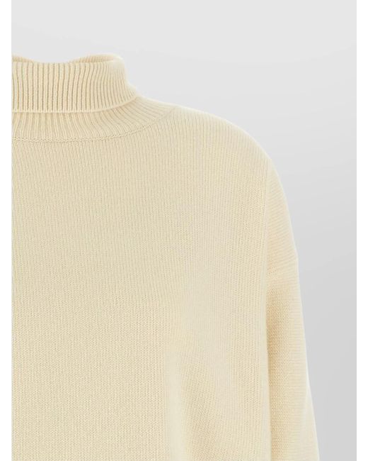 Jil Sander Natural Cashmere Wool High-Neck Long-Sleeve Jumper