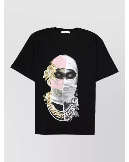 Ih Nom Uh Nit Black Newspaper Mask Graphic Print Crew Neck T-Shirt for men