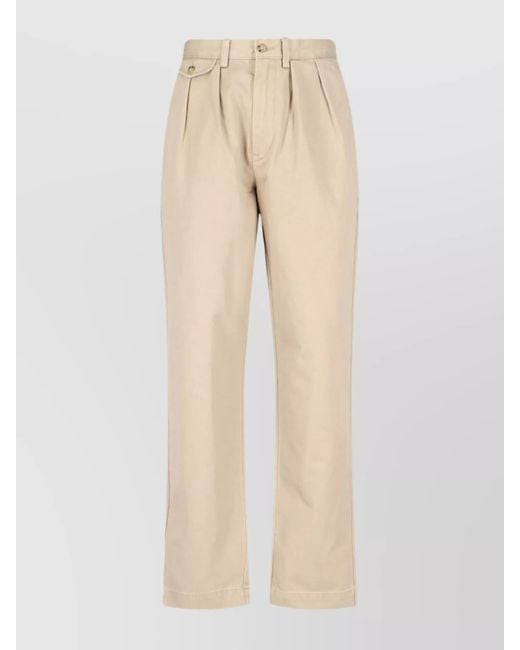 Polo Ralph Lauren Natural Straight Tailored Trousers With Back And Buttoned Pockets for men