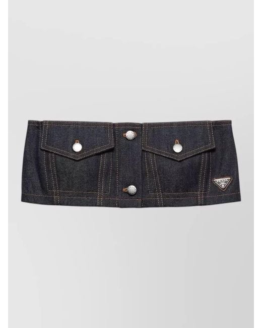 Prada Black Cotton Shirt Top Button Detailing Pockets