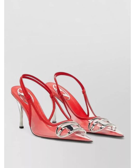 DIESEL Red Logo-Embellished Slingback Pumps