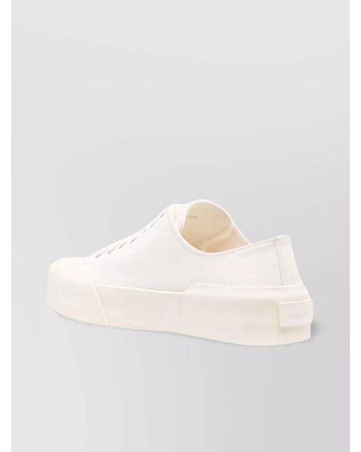 Jil Sander White Canvas Low-Top Sneakers