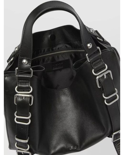 DIESEL Black Medium Leather Shoulder Bag