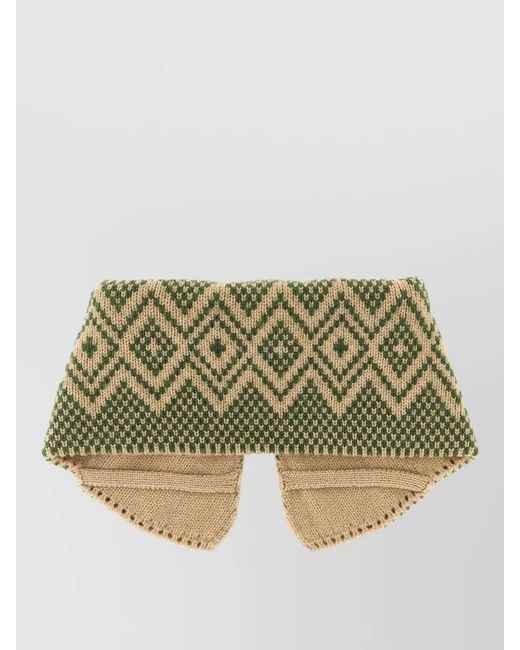 Dries Van Noten Green Wool Jacquard Collar for men
