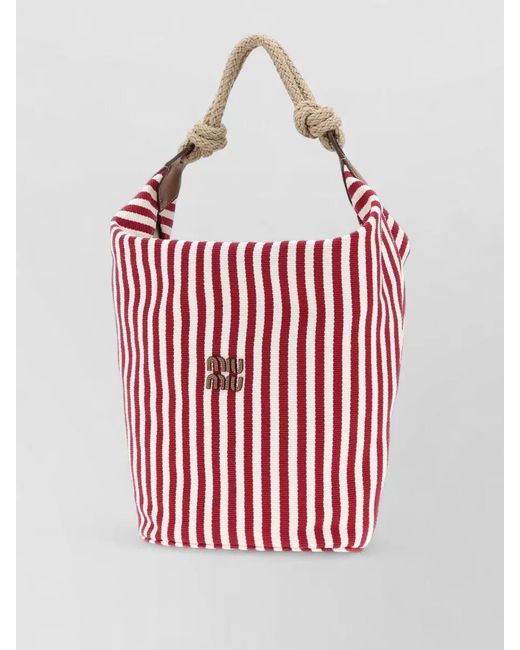 Miu Miu Red Na Cotton Canvas Bucket Bag