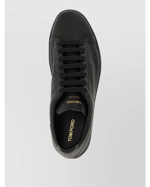 Tom Ford Black Leather Low-Top Sneakers for men