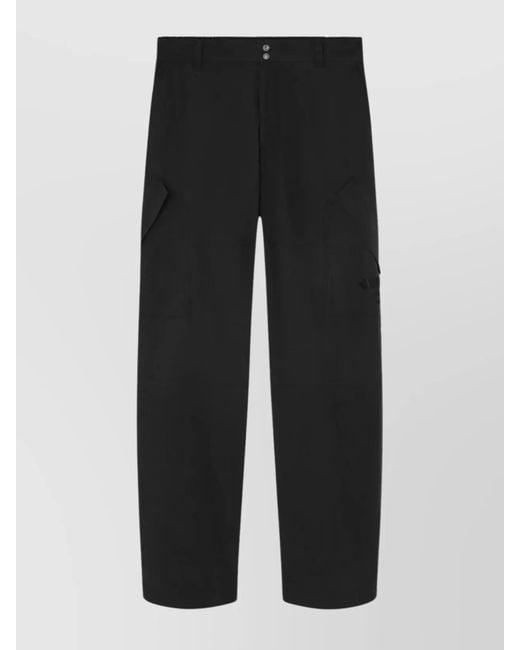 Versace Black Cotton Mid-Rise Straight-Leg Embroidered Trousers for men