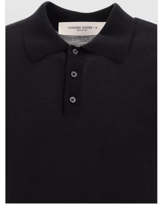 Golden Goose Deluxe Brand Black Wool Polo Shirt for men