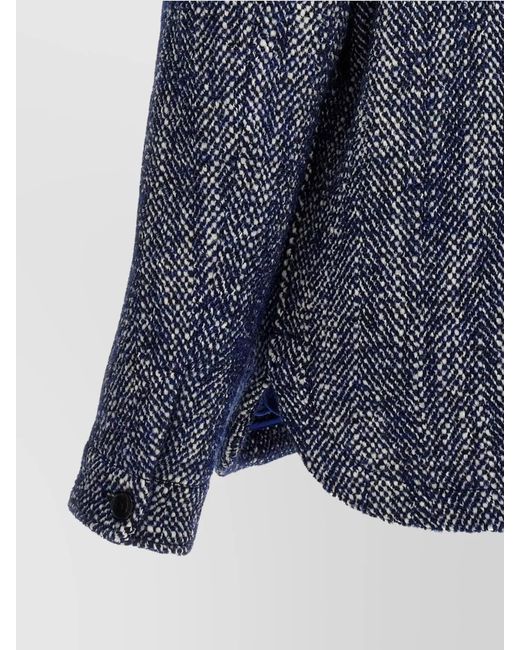 Etro Blue Chevron Wool Shirt Jacket for men
