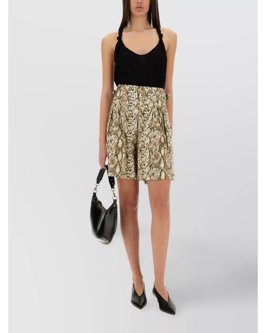 Isabel Marant Natural Linen Wide-Leg Short Shorts