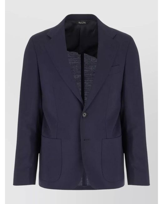Colamarino Blue Wool Suit Flap Pockets Notch Lapel for men