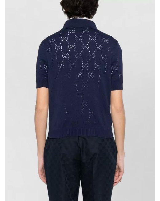 Gucci Blue Silk Polo Top