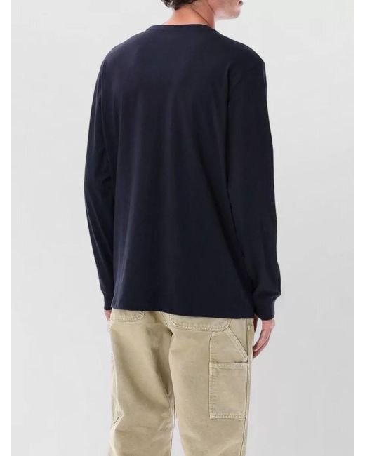 Carhartt Blue Ribbed Long-Sleeve Cotton T-Shirt for men