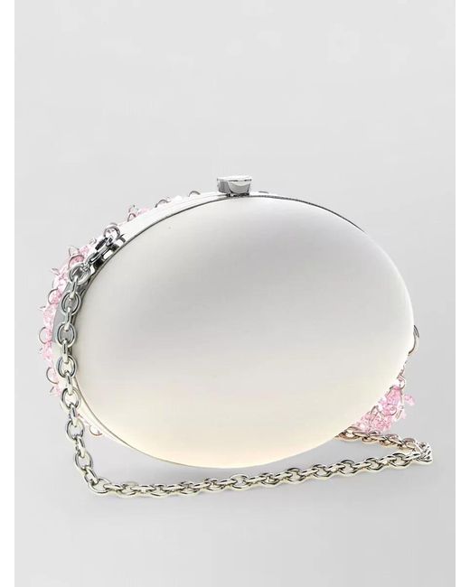 Self-Portrait Pink Crystal Chain Mini Clutch Oval Strap