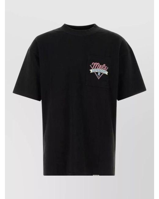 Represent Black Cotton Oversize T Shirt Chest Pocket for men