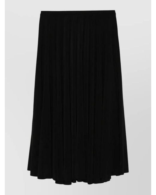 Norma Kamali Black High Waist Midi Skirt Pleated Design