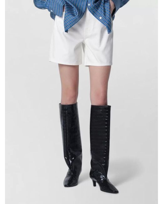 Anine Bing White Denim Knee-Length Shorts