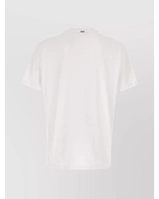 Herno White Crew Neck Embroidered T-Shirt for men
