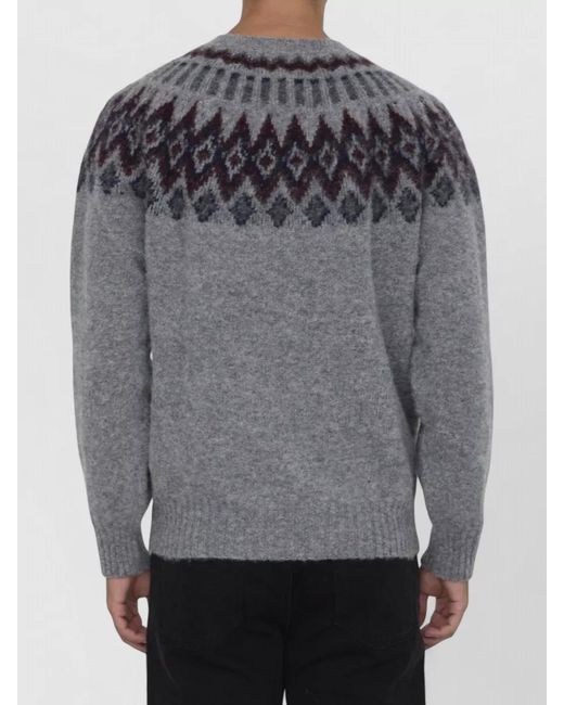 Howlin' By Morrison Gray Future Fantasy Crewneck Wool Sweater for men