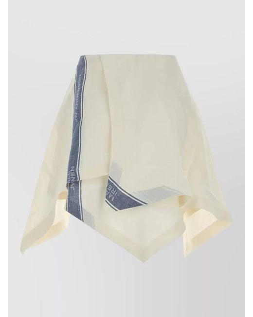 J.W. Anderson White Linen Mini Skirt Asymmetric Contrast Trim