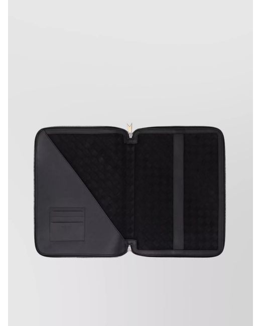 Bottega Veneta Black Leather Intrecciato Document Case for men