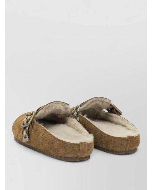 Burberry Brown Urchin Checkered Pattern Clogs Textured Sole