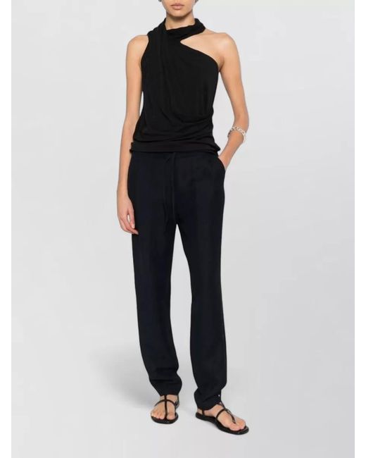 Fabiana Filippi Blue Straight Leg Trousers Elasticated Waistband Pockets